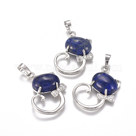 Pendentifs chaton lapis lazuli naturel G-L512-R01-1