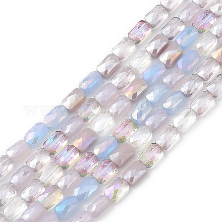 Hebras de cuentas de vidrio electrochapado de color degradado GLAA-E042-01B-1