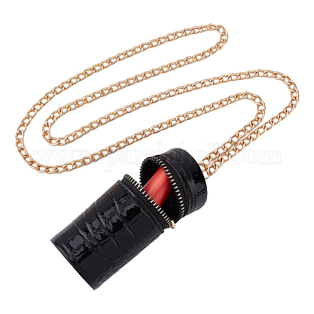 WADORN Leather Zipper Lipstick Case with Chain AJEW-WH0312-74-1
