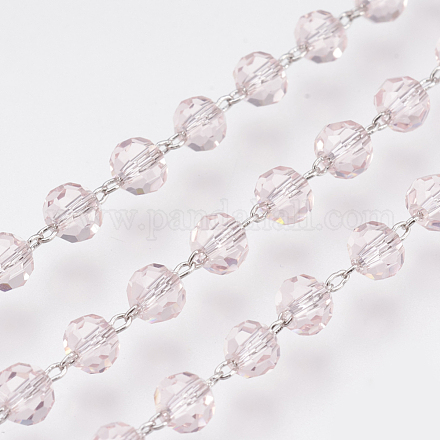 Handgefertigte Perlenketten aus Messing mit facettierten Glasperlen CHC-R131-18-1