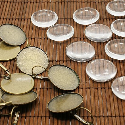 25mm Transparent Clear Domed Glass Cabochon Cover for Brass Photo Leverback Earring Making KK-X0013-NF-1