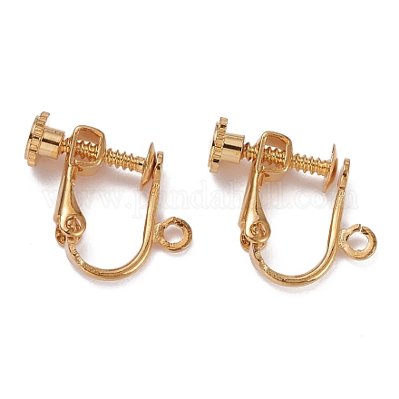 Brass Clip-on Earring Findings X-KK-F824-020G-1