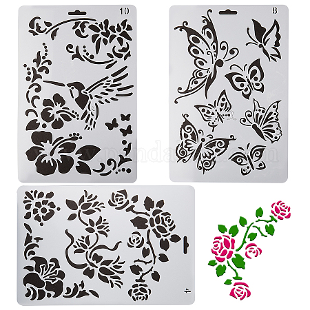 Wholesale GORGECRAFT 3pcs Plastic Drawing Painting Stencils Butterfly  Flowers Rectangle Templates for Notebook Diary Scrapbook Journaling Card  DIY Craft Project 