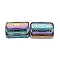 Electroplate Glass Beads, Column with Twisted Oval Pattern, Colorful, 11.5~12x8~8.5mm, Hole: 1.2~1.4mm