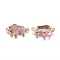Brass Micro Pave Cubic Zirconia Links connectors, Elephant, Clear & Orange, Rose Gold, 13x24.5x4.5mm, Hole: 1.5mm