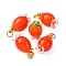 Handmade Lampwork Pendants, with Brass Findings, Fruit, with Jump Ring, Golden, Orange Red, 21.5~22.5x12mm, Hole: 4mm