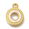 Ion Plating(IP) 304 Stainless Steel Manual Polishing Pendants, with White Acrylic, Golden, Flat Round, 15x12x2mm, Hole: 1.8mm