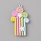 Opaque Resin Pendants, Colorful Charms with Platinum Tone Iron Loops, Rectangle, 41.5x23.5x5mm, Hole: 2mm