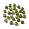 Opaque Acrylic Beads, Imitation Gemstone, Cube, Two Tone, Dark Olive Green, 17x15.5x15.5mm, Hole: 3mm
