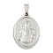 Non-Tarnish 304 Stainless Steel Pendants, Religious Theme Charm, Oval with Jesus, Stainless Steel Color, 24x16x2~2.5mm, Hole: 5x3mm