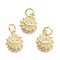 Brass Micro Pave Cubic Zirconia Pendants, with Jump Ring, Sun with Eye, Real 18K Gold Plated, Clear, 12.5x10x2.7mm, Jump Rings: 5x0.8mm, Inner Diameter: 3mm