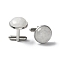 304 Stainless Steel Cuff Buttons, with Natural Quartz Crystal, for Apparel Accessories, Half Round, 30~31x17.5mm