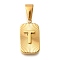 304 Stainless Steel Pendants, Rectangle with Letter Charm, Real 18K Gold Plated, Letter T, 22x12.5x4mm, Hole: 8x4mm