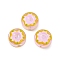 UV Plating Transparent Glass Beads, Iridescent, Flat Round, with Enamel, Goldenrod, 15x8.5mm, Hole: 1.2mm