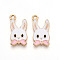 Alloy Pendants, with Enamel, Light Gold, Rabbit, Pink, 21x11x2mm, Hole: 1.8mm
