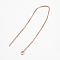 Brass Stud Earring Findings, with Loop, Ear Threads, Rack Plating & Long-Lasting Plated, Cadmium Free & Nickel Free & Lead Free, Real Rose Gold Plated, 100x0.6mm, Hole: 2mm, Pin: 0.7mm