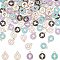 100Pcs 5 Colors Light Gold Plated Alloy Enamel Pendants, Flat Round with Cross, Mixed Color, 15x12x1.5mm, Hole: 1.6mm, 20pcs/color