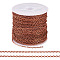 Brass Coated Iron Flat Cable Chains, Soldered, with Spool, Flat Oval, Red Copper, 2.5x2x0.3mm, about 32.81 Feet(10m)/Roll