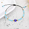 Adjustable Glass Evil Eye Brided Bead Bracelet, Light Sky Blue,