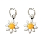 Brass Enamel Charms, Flower Charm, with Jump Ring, Lead Free & Cadmium Free, Long-Lasting Plated, Rack Plating, Platinum, White, 10x7.5x2mm, Hole: 3.4mm