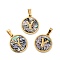 PVD Vacuum Plating 304 Stainless Steel with Paua Shell Pendants, Golden, Flat Round with Letter Charm, Letter.Y, 18x16x1.5mm, Hole: 3x6mm