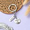 Alloy Keychain, Flat Round & Rectangle with Word, Antique Silver & Platinum, 7.4cm
