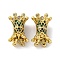 Brass Micro Pave Cubic Zirconia Screw Clasps, Crown, Real 18K Gold Plated, 15x10mm, Pin: 0.7mm