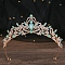 Alloy Rhinestone Crown Hair Bands for Woman Girls, Wedding Party Decoration, Chrysolite, 140mm