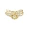 Brass Micro Pave Clear Cubic Zirconia Bee Connector Charms, Lead Free & Cadmium Free, Long-Lasting Plated, Rack Plating, Real 18K Gold Plated, 23x12.5x3.5mm, Hole: 1.4mm