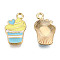 Alloy Pendants, with Enamel, Cadmium Free & Lead Free, Light Gold, Ice Cream, Sky Blue, 19x12x2.5mm, Hole: 2mm
