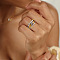 Brass Micro Pave Cubic Zirconia Finger Rings, Platinum & Golden, US Size 8(18.1mm)