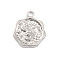 Alloy Pendants, Polygon with Flower, Platinum, 19x16x2.5mm, Hole: 2mm