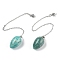 Natural Amazonite Dowsing Pendulums, with Rack Plating Brass Findings, Platinum, Egg, 215~222mm, Hole: 1.8mm