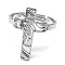 Non-Tarnish 201 Stainless Steel Adjustable Finger Rings. Hollow Cross, Stainless Steel Color, Inner Diameter: 18mm