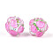 Fruit Round Resin Beads, with Polymer Clay & Rhinestone, Peach, 17~21.5mm, Hole: 2~2.5mm