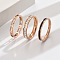 3Pcs Hollow Out 304 Stainless Steel Micro Pave Clear Cubic Zirconia with Enamel Finger Rings, Rose Gold, US Size 6(16.5mm)