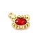 Alloy Rhinestone Pendants, Sea Creatures Charms, Crab, 9x11.5x3.4mm, Hole: 1.4mm