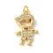 Brass Micro Pave Cubic Zirconia Pendants, Boy Charms, with Jump Ring, Real 18K Gold Plated, 20x12x3mm, Hole: 3.4mm