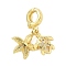 Brass Micro Pave Clear Cubic Zirconia Flod Over Clasps, Starfish with Tortoise, Golden, 24.5mm, Hole: 5mm
