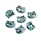 Picasso Transparent Glass Beads, Cat, Cadet Blue, 8~8.5x9.5~10x5.5~6mm, Hole: 1mm, About 750pcs/pound