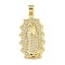 Virgin Mary Theme Rack Plating Brass Micro Pave Clear Cubic Zirconia Pendants, Long-Lasting Plated, Lead Free & Cadmium Free, Real 18K Gold Plated, Oval, Oval, 32x17x3.5mm, Hole: 4x3.5mm