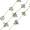 304 Stainless Steel Link Chains, Soldered, with Natural Green Aventurine, with Spool, Ion Plating(IP), Real 18K Gold Plated, 3~5.5x3~11.5x1~3.5mm, about 32.81 Feet(10m)/Roll