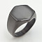 304 Stainless Steel Finger Rings, Hexagon, Black, US Size 7(17.3mm)