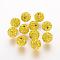 Polymer Clay Rhinestone Beads, Grade A, Round, Pave Disco Ball Beads, Citrine, 10x9.5mm, Hole: 1.5~1.8mm