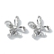 Brass Pendants, with Clear Glass, Flower, Real Platinum Plated, Real Platinum Plated, 20x17.5x4mm, Hole: 1.2mm