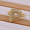 Brass Micro Pave Clear Cubic Zirconia Initial Cuff Rings, Golden, Letter P, Inner Diameter: Adjustable