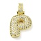 Brass Micro Pave Clear Cubic Zirconia Pendants, Real 18K Gold Plated, Letter P, 28mm, Hole: 4.8x3.5mm, Pendant: 22x16.5x5mm