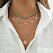 Flower Iron & Brass & Alloy & Synthetic Turquoise Pendant 3 Layer Necklaces, Golden, 13.78~19.69 inch(35~50cm), 3pcs/set
