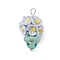 Glass Seed Beaded Flowerpot Pendants, with Resin & Brass Finding, Light Steel Blue, 23x13mm, Hole: 2mm