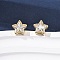 Brass Micro Pave Clear Cubic Zirconia Stud Earrings, Rack Plating, Long-Lasting Plated, Cadmium Free & Lead Free, Real 18K Gold Plated, Star, 9.5x10mm